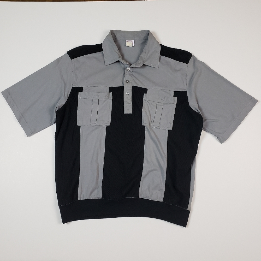 Vintage 70's Retro Waist Banded Textured Polo Shirt Casual Joe Size XL